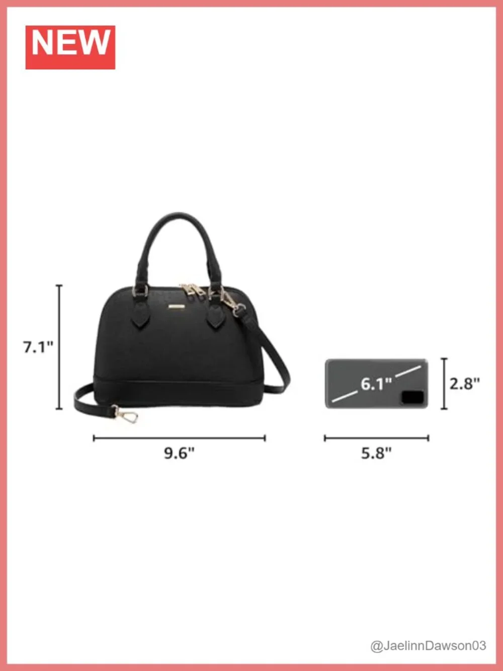 Faux Leather Satchel Handbag with Double Zip, Adjustable Strap Crossbody Purse